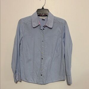 Sag Harbor Blue Pinstripe Button Down Shirt Cotton Top